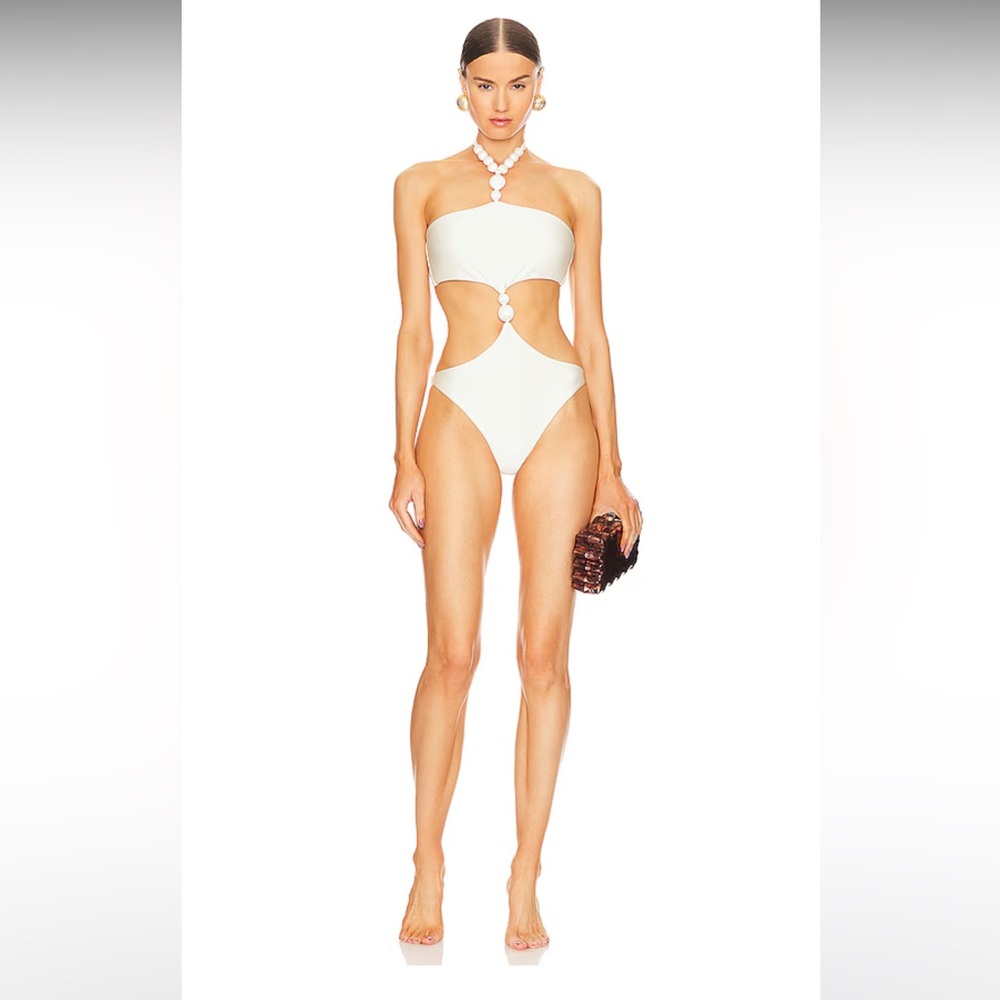 Cult Gaia White Cutout One Piece Swimsuit